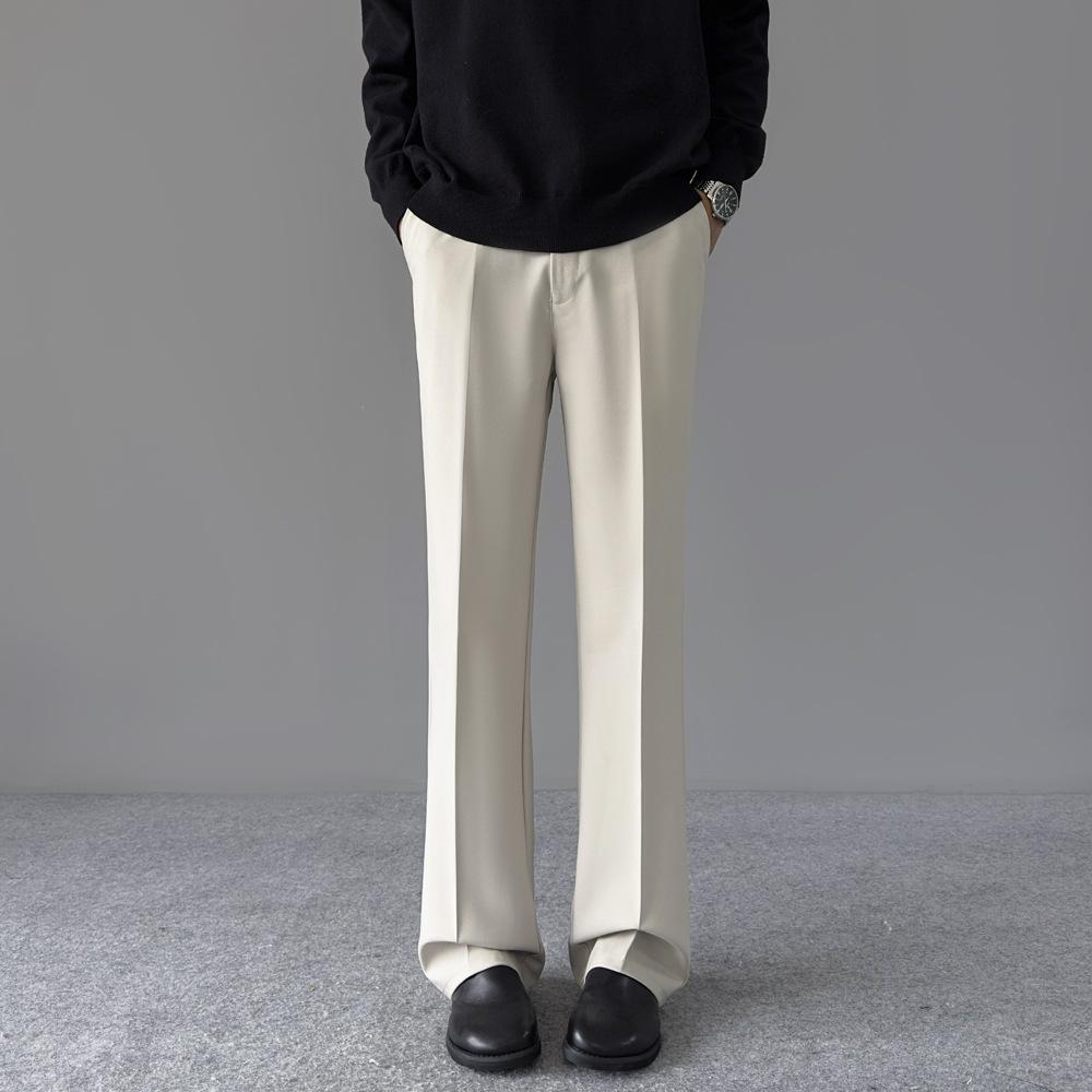 Summer New Black Straight Trousers Drape Feeling High Sense Scimitar Slightly Pull Pants Men's Casual Suit Trousers