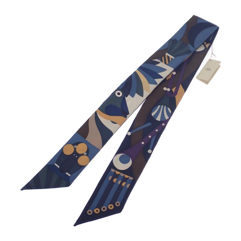 HERMES  HTH2307  Scarf Blue gene/Navy Silk Women