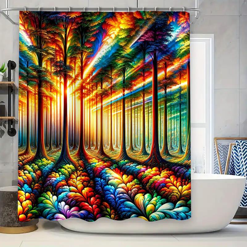 

Rainbow Forest Shower Curtain 3D Printing Bathroom Decor Extra Long Size for Bathtub Walk-in Tubs Waterproof Fabric with Hook Ri 90x180cm