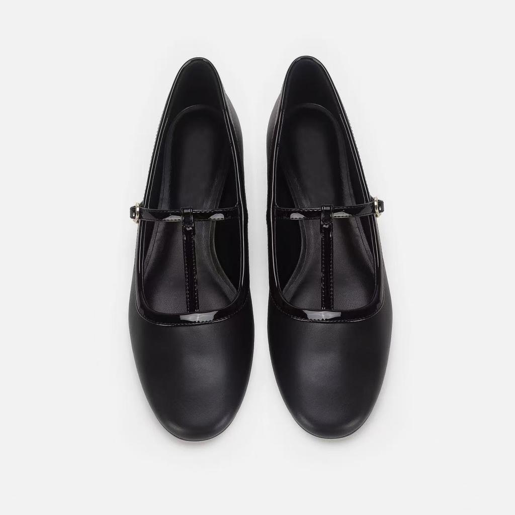 Retro leather single shoes women's new niche with shallow mouth flat bottom ballet Mary Jane shoes