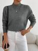 Women's Solid Color Loose Knit Sweater - Half-High Neck, Long Sleeve, Autumn/Winter Fashion.