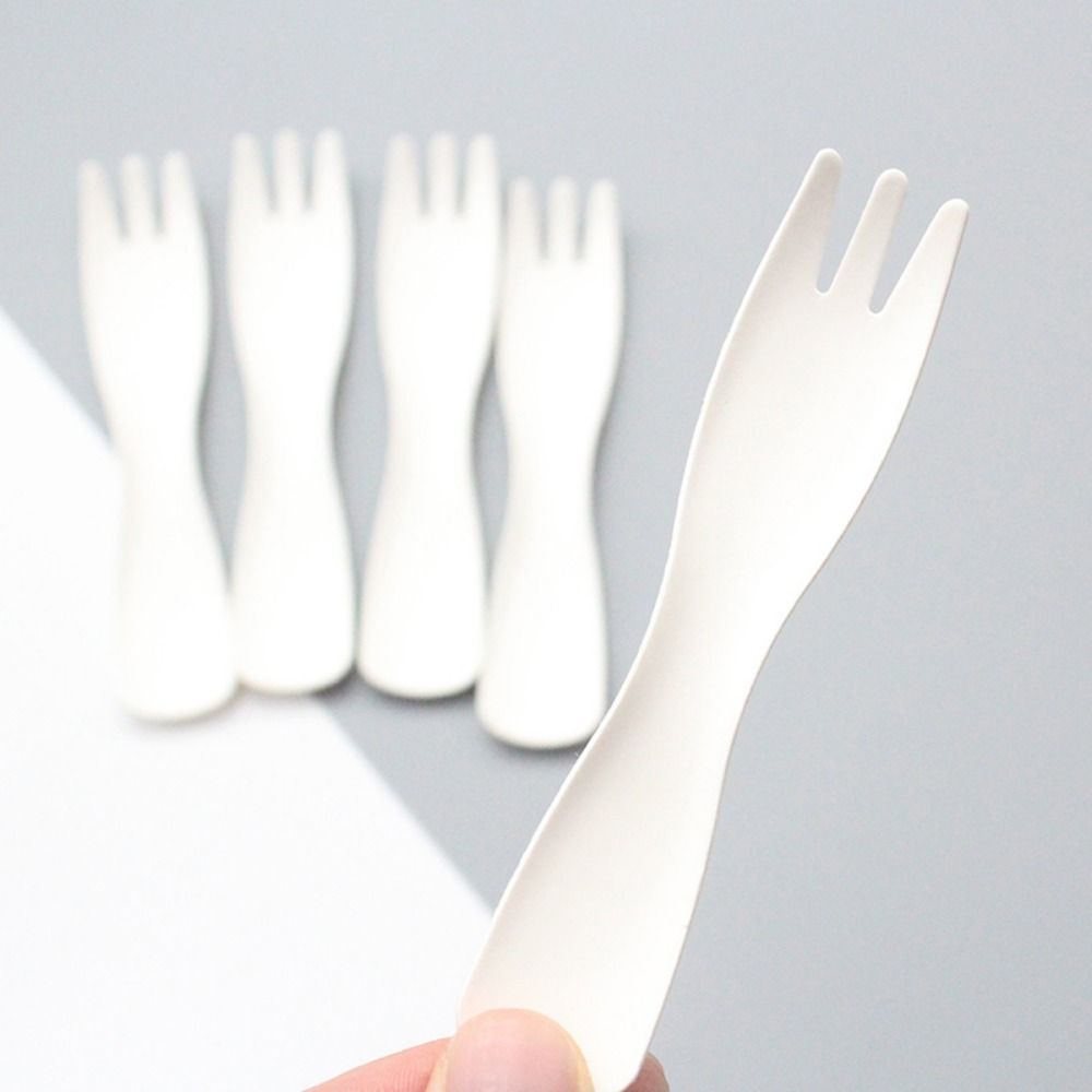 100 Pièces Cuillère Fourchette Jetables Écologiques Blanche Pelle à Dessert Gâteau Cuillères à Glace Ménage