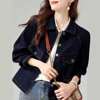 Autumn New Fashion Retro Imitation Denim Wash Korean Version Versatile and Thin Short Jacket
