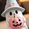 Unique Halloween Holiday Gifts 3Pcs Pink Ghost Figurines, Cute Spooky Resin Desk Decor with Pumpkin Boo Letter Ornaments BOO Letter, Sweet Tabletop