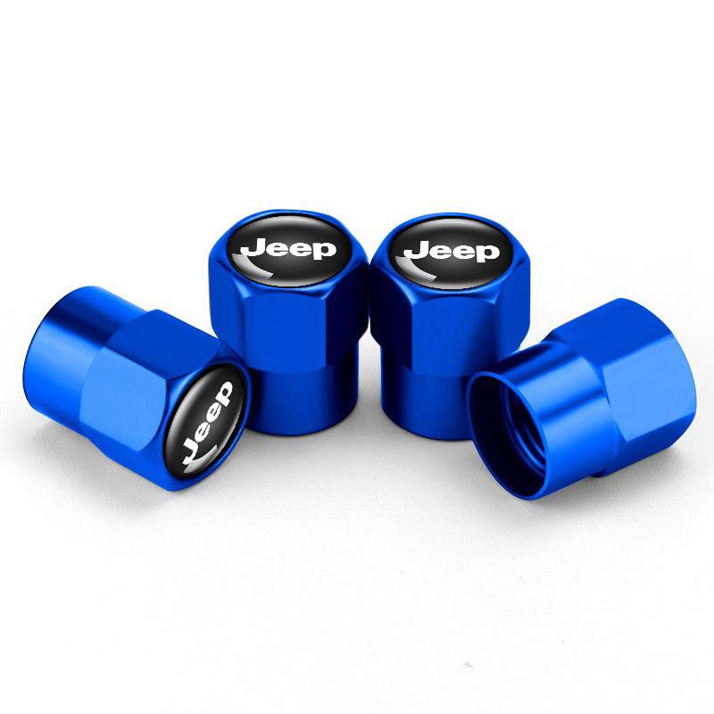 4pcs Metal Car Wheel Tire Valve Air Stem Cap Cover For Jeep Wrangler Grand Cherokee Compass Renegade Liberty Gladiator Patriot