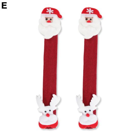 2Pcs Christmas Refrigerator Door Handle Cover Durable Washable Reusable Handle Cover for Festive Decoration