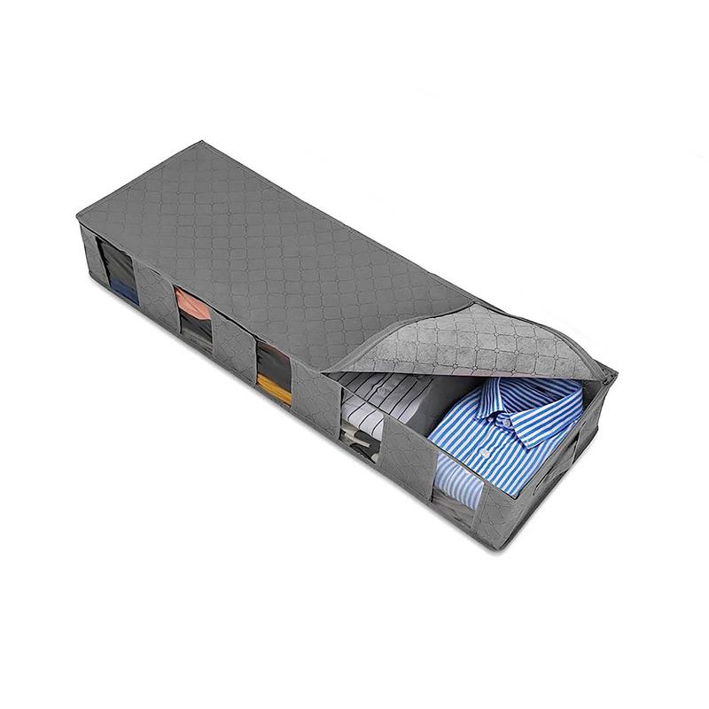 

Clothing Storage Bag Foldable Underbed Organizing Large Adjustable Compartment Storage Bag for Blanket Shoes Sweaters Toys
