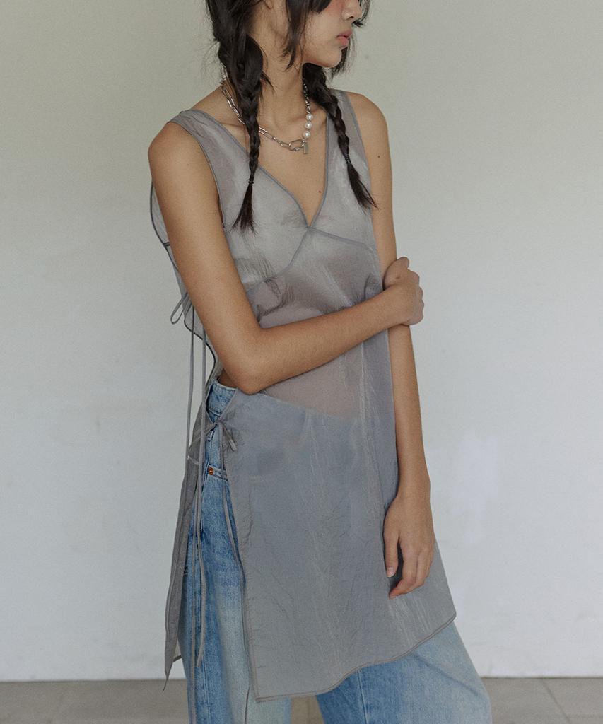 Hocus Pocus Sheer Layered Dress / Cool Gray