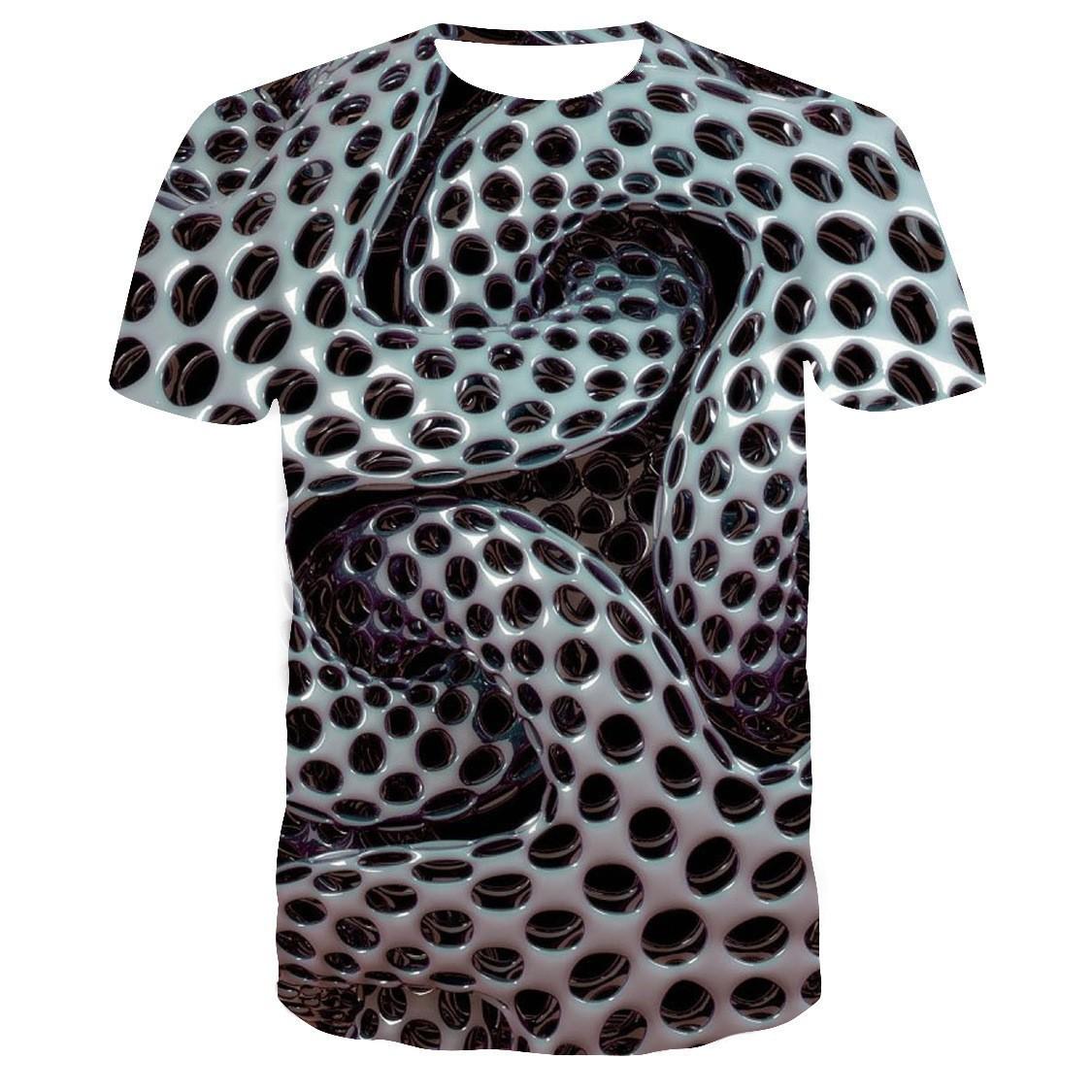 

Летняя новая футболка с 3D-цифровой печатью, мужская футболка с круглым вырезом в полоску и сеткой 2XL