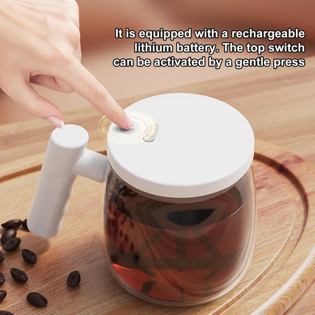 Electric Glass Coffee Mug Auto Stirring Portable USB Rechargeable Quiet Motor Beverage Mixer For Office Travel