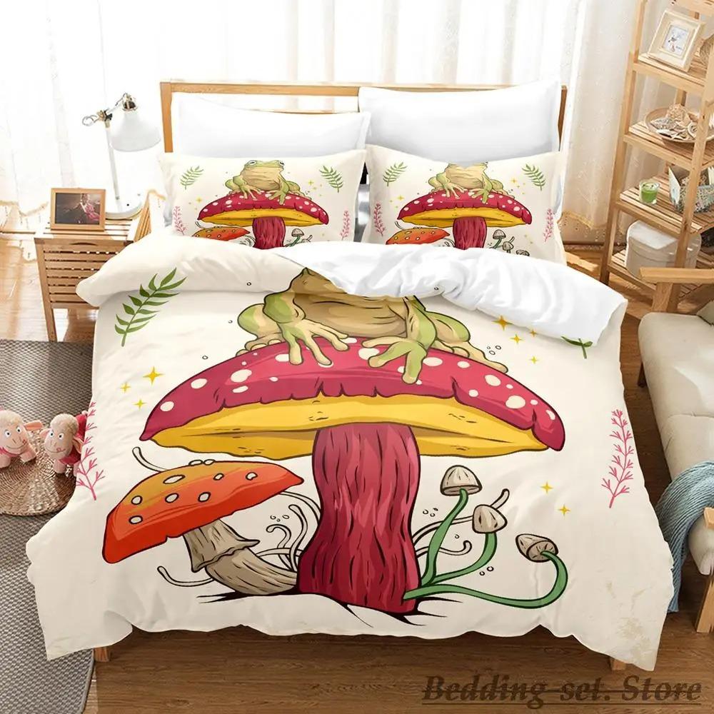 

Новый комплект постельного белья Cottagecore Frog Mushroom Single Twin Full Queen King Size Bed Set Adult Kids Bedroom Duvetcover Sets Anime 70x133cm 2pcs