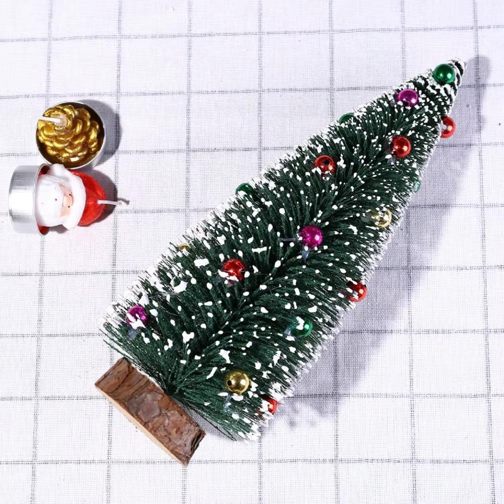 Plastic Flocked Sticky Beads Christmas Tree 15/20/25/30cm Christmas Tree Ornaments  New Year