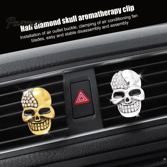 Auto Fragrance Tablets Halloween Car Vent Clip Air Fresheners Clip, Half Faux Diamond Skeleton Decorative Diffuser, Scent Aromatherapy for AC Outlet,