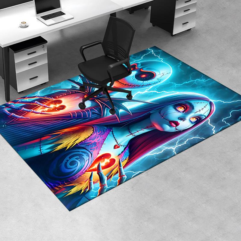 Office Rug Jack Skellington, Sally Theme 3D Printed Anti-Slip Rug-Machine Washable for Living Room