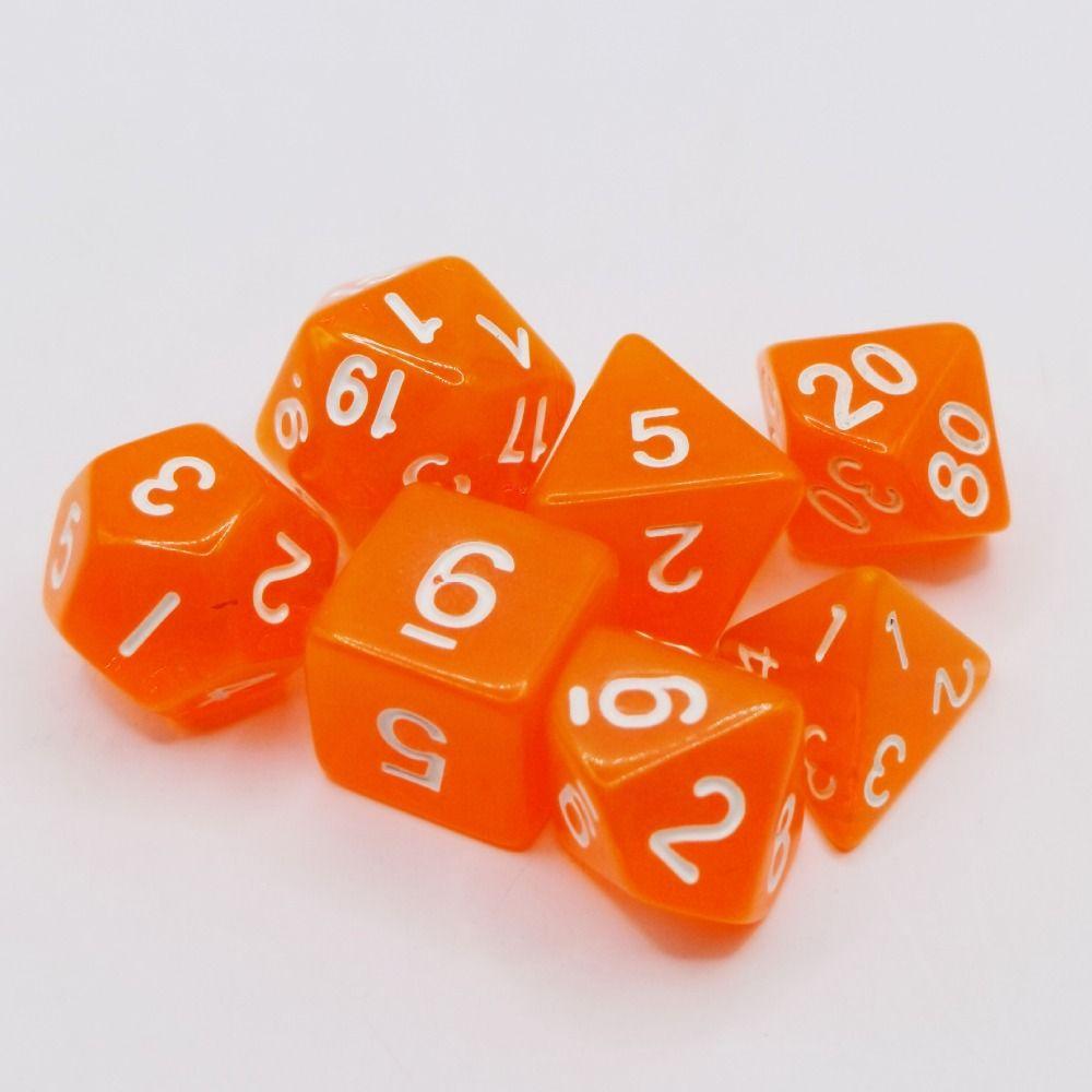 7-Die Transparent Digital Dice Set Acrylic Table Opaque Polyhedral Dices for DND Dice Tabletop Role-Playing Game Dice