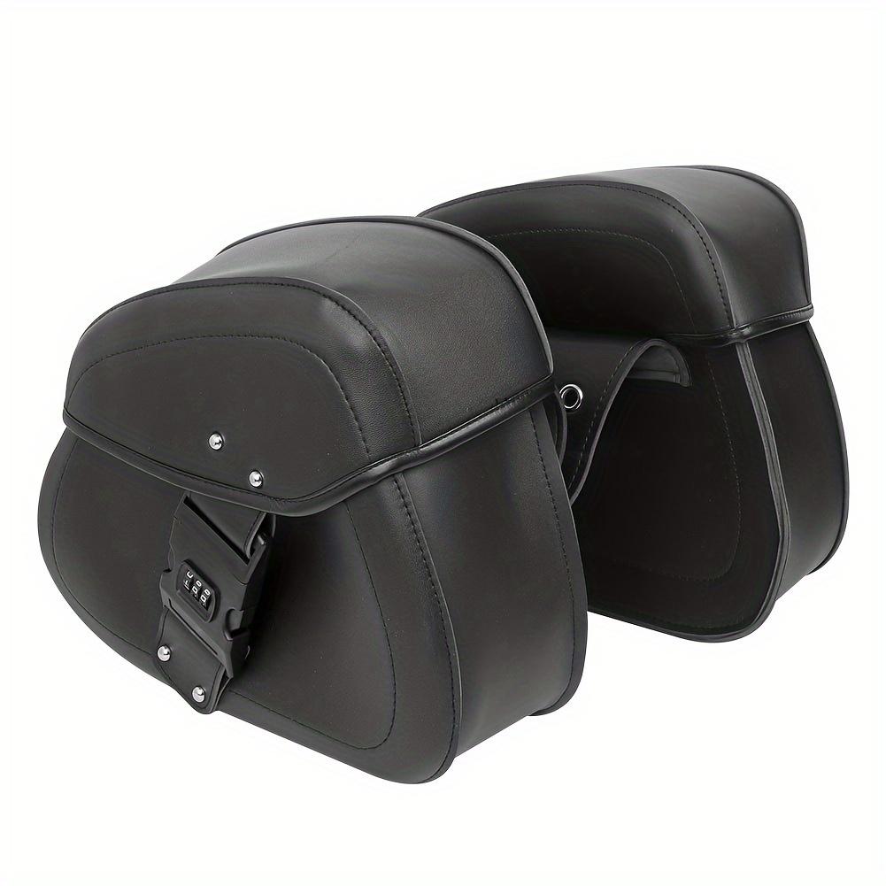 1 Pair Motorcycle Universal Black Faux Leather Saddlebags Side Luggage Saddle Bags for Honda for SUZUKI Yamaha Cafe Racer Bobber