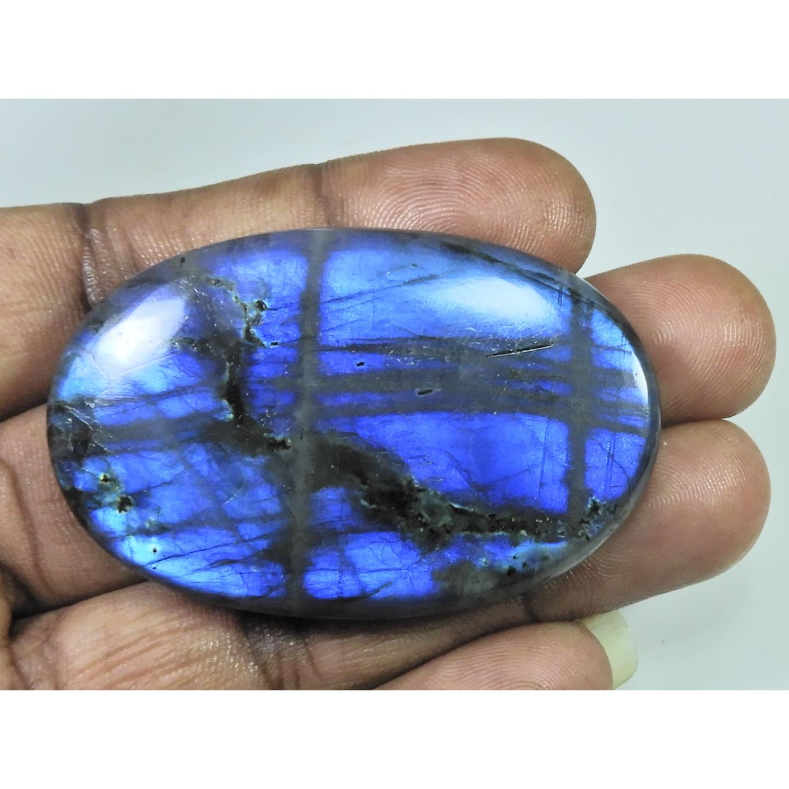 166Cts.Natural Labradorite Multi Fire Oval Cabochon Loose Gemstone 34X56X8MM D-253