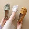Flat single shoes women's 2025 new summer with skirt hollow breathable mother shoes one pedal casual Doudou shoes