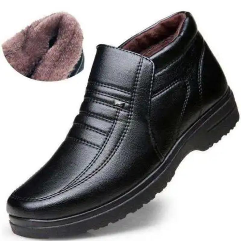 Winter Wasserdichte männer Casual Leder Schuhe Flanell High Top Slip-on Männliche Casual Schuhe Gummi Warme Winter Schuhe für herren