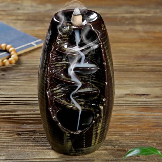 

Горный ручей Горелка ручной работы Кадильница Держатель благовоний Обратный поток Керамический декор