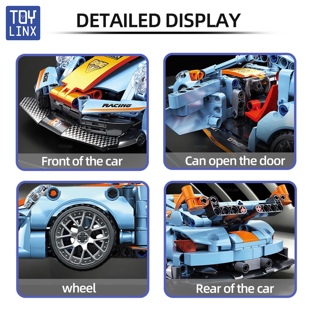 Non-Toxic 523Pcs Building Blocks Car Toys Adults Or Kids 1/18 Building Set Racing Model Super For Age 14+ Christmas Birthday Gift