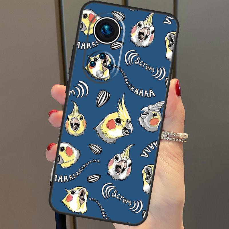 Kreskówkowy kolaż papugi nimfy na Huawei P30 Pro P20 P40 Nova 5T 9 P Smart Z 2021 Etui Coque na Honor 8X 9X 10i 50 Lite