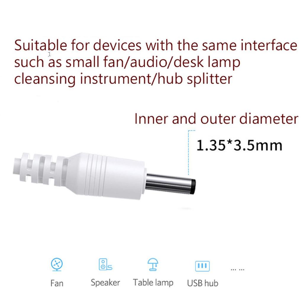 80cm USB DC3.5 1.35mm Power Cord Universal Compatibility For Small Electronics Safe Voltages Output