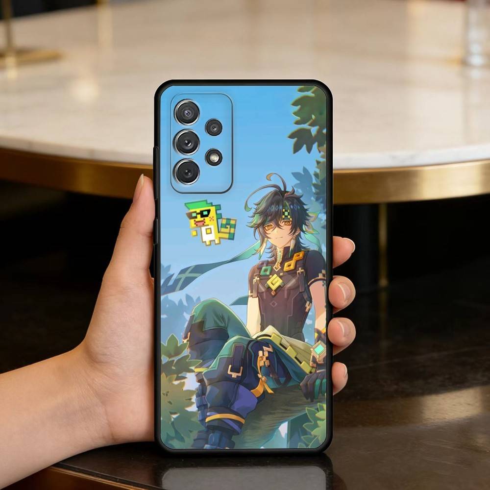 

Genshin Impact Kinich Mualani Phone Case For Samsung Galaxy A73,A72,A71,A70,A53,A52,A51,Soft Silicone Black Cover Samsung a71 5g