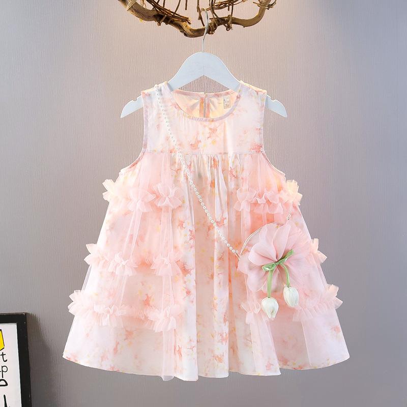 Little Girls Floral Print Sleeveless Strap Princess Dress Casual Summer Party Sundress Kids Birthday Cute A Line Vest Dress
