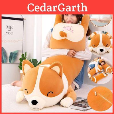 Long Corgi Plush Toys Throw Pillow Cushion Soft Stuffed Animal Doll For Xmas Birthday Gift