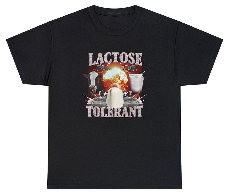 

Lactose Tolerant Unisex T-Shirt Funny Sarcastic Milk Icecream Cow Humor Graphic Tee S