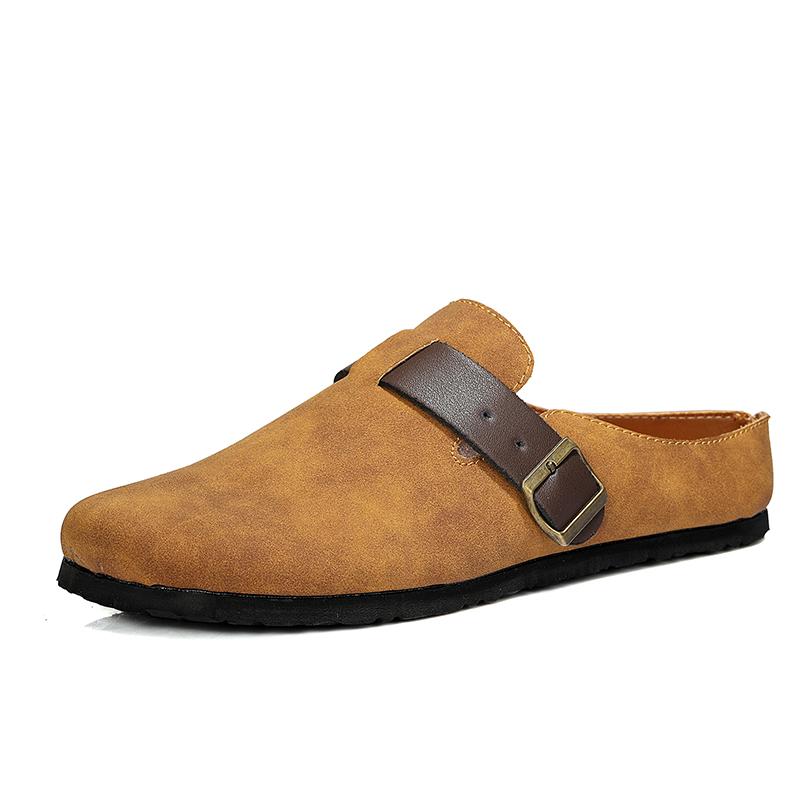 Comfortable Mens Slippers with Leather Upper Casual Shoes Lightweight Breathable for Indoor Outdoor Use
