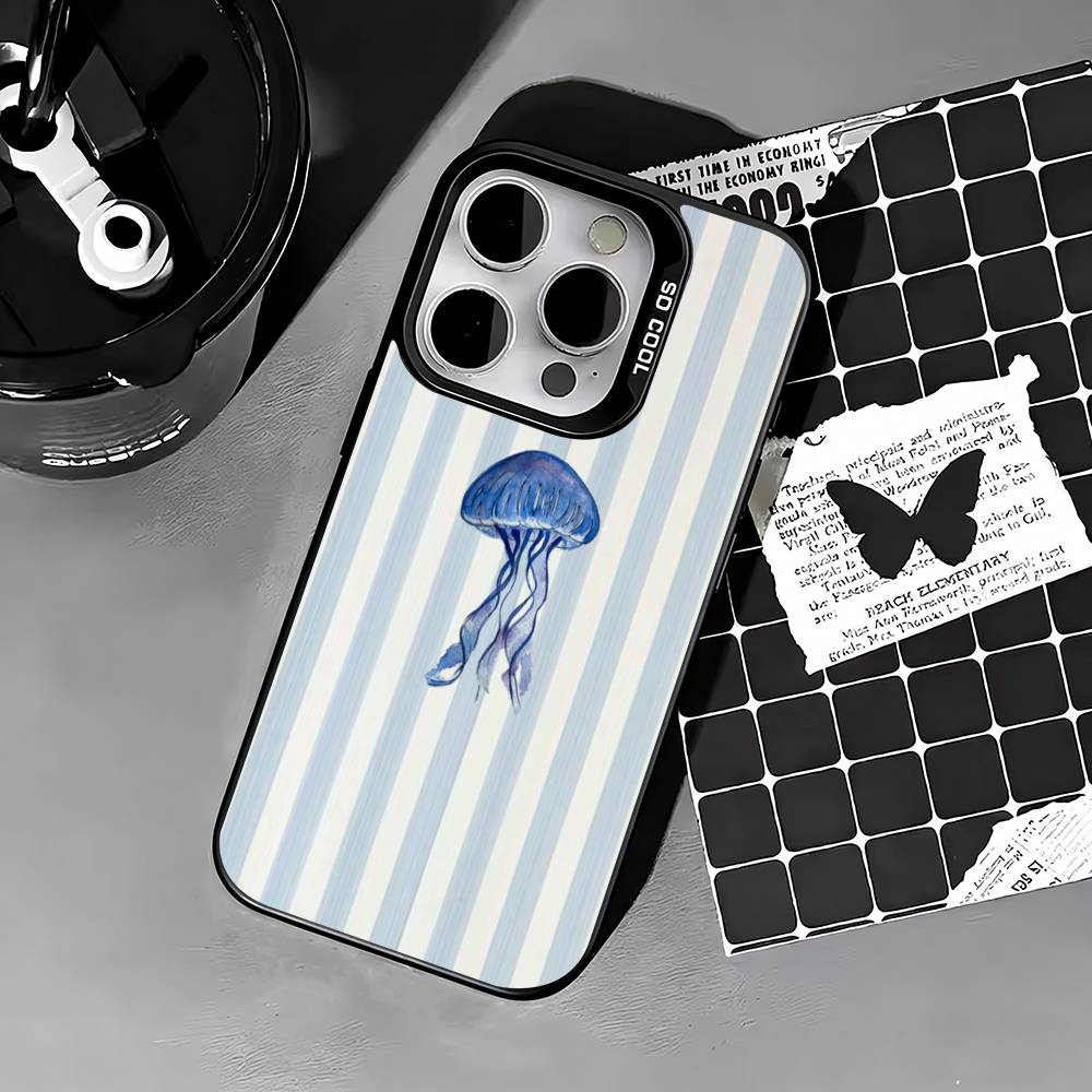 Marine life, crabs, lobsters  Phone Case For iPhone 17,16,15,14,13,12,11 Plus,Pro Max,XS,Colored silver phone case