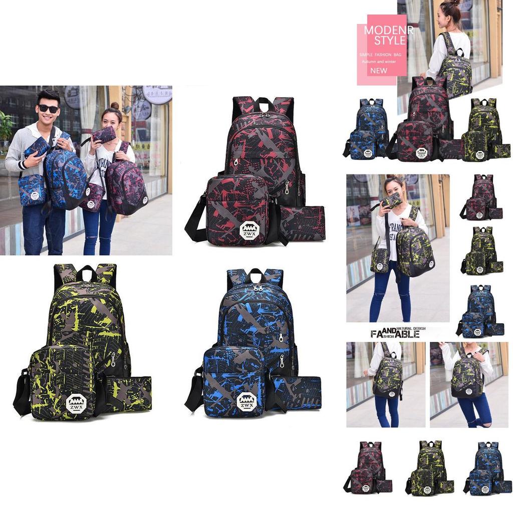 Stylish And Waterproof Canvas Backpack Set With Usb Charging For Men And Women