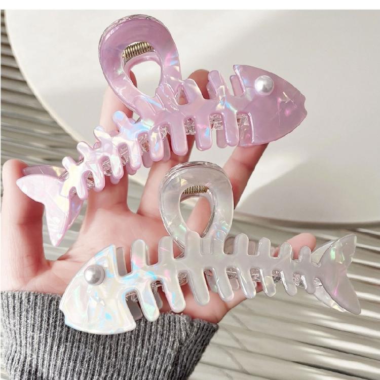 Nacreous Fish Bone Hair Clip Slip Resistant Design Lightweight Hairpin For Women Girls Soft Feel Wear