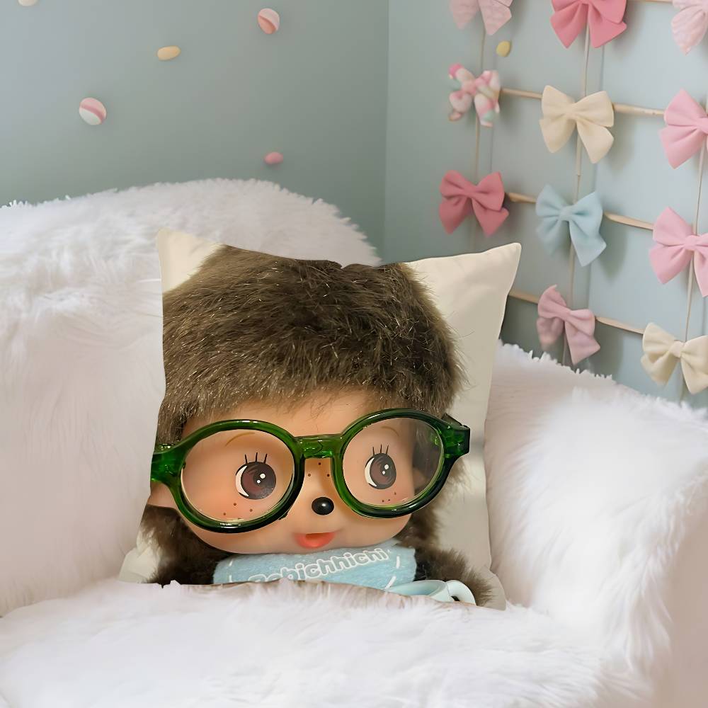 MMonchhichis Case Plush Fabric Soft Pillowcase Double Sided Print Cushion Cover Household Gifts