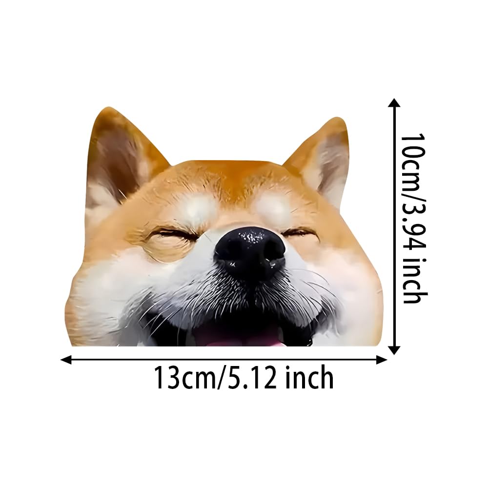 2 Pack 5"x4" Adorable Shiba Inu Vinyl Stickers - Funny Cartoon Design, Waterproof and