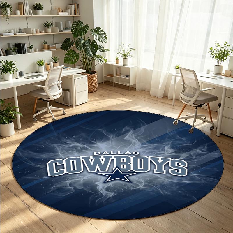 Dallas Cowboys Printed Round Crystal Velvet Rug Soft Non Slip Floor Carpet For Bedroom Holiday Gift
