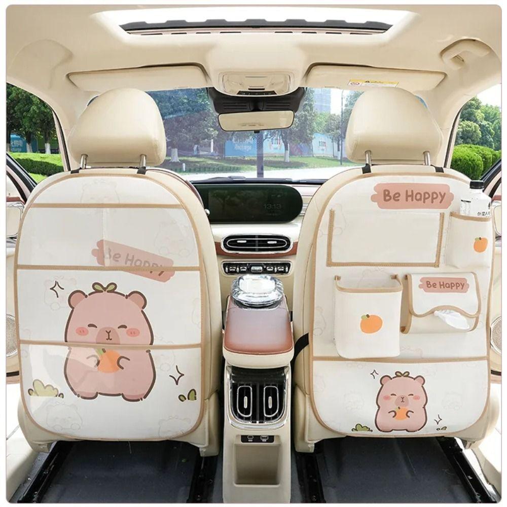 

Genuine Leather Capybara Car Storage Bag Anti-fouling Capybara Anti-kick Pad Children