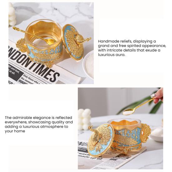 Seasoning Jar with Lid And Spoon Salt Bowl Container Sugar Bowl for Coffee Bar European Style Seasoning Canister for Kitchen Countertop