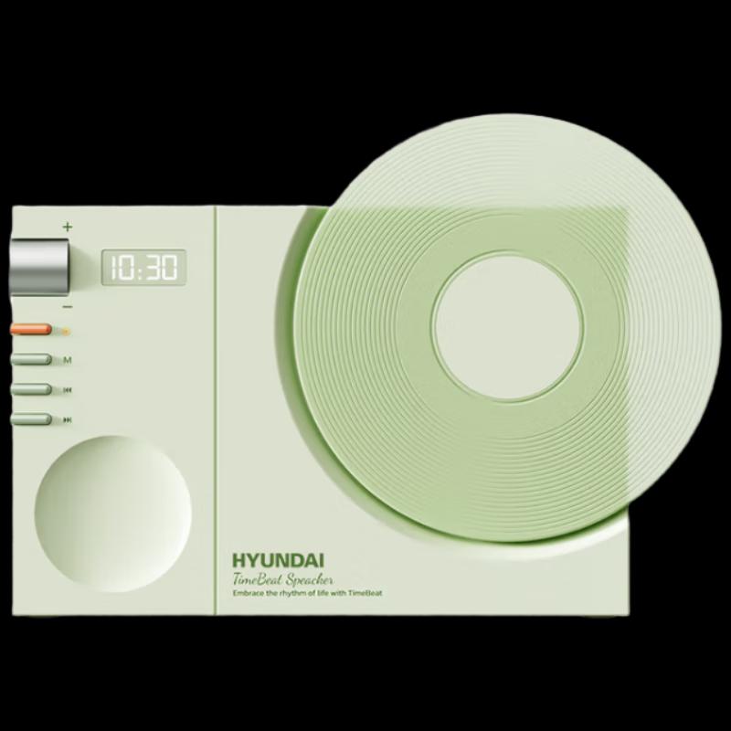 Ретро виниловая Bluetooth колонка и часы Hyundai