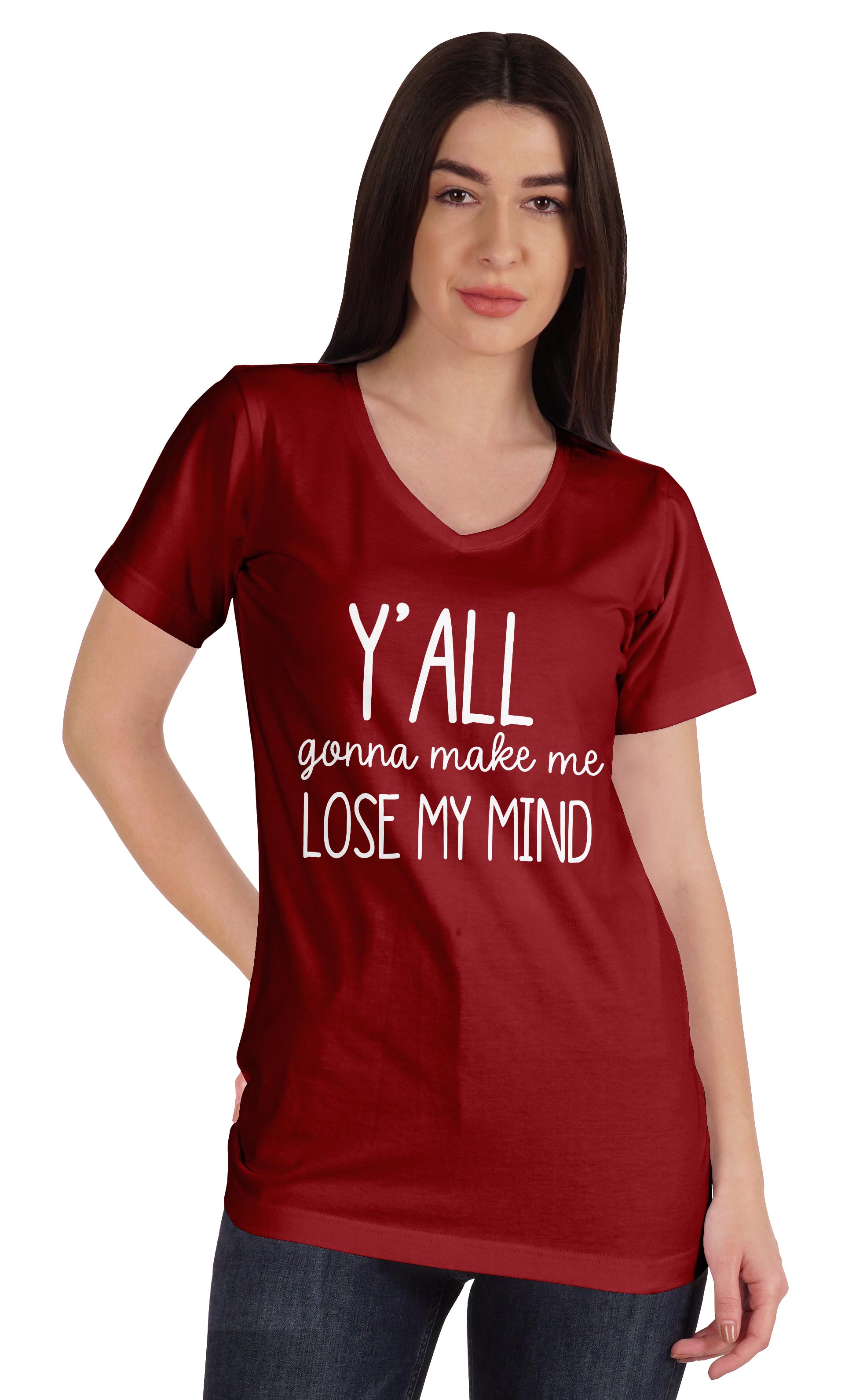 

Inkmeso Y all Gonna Make Me Lose My Mind Tshirt For Women Moms Life Top XXL малиновий