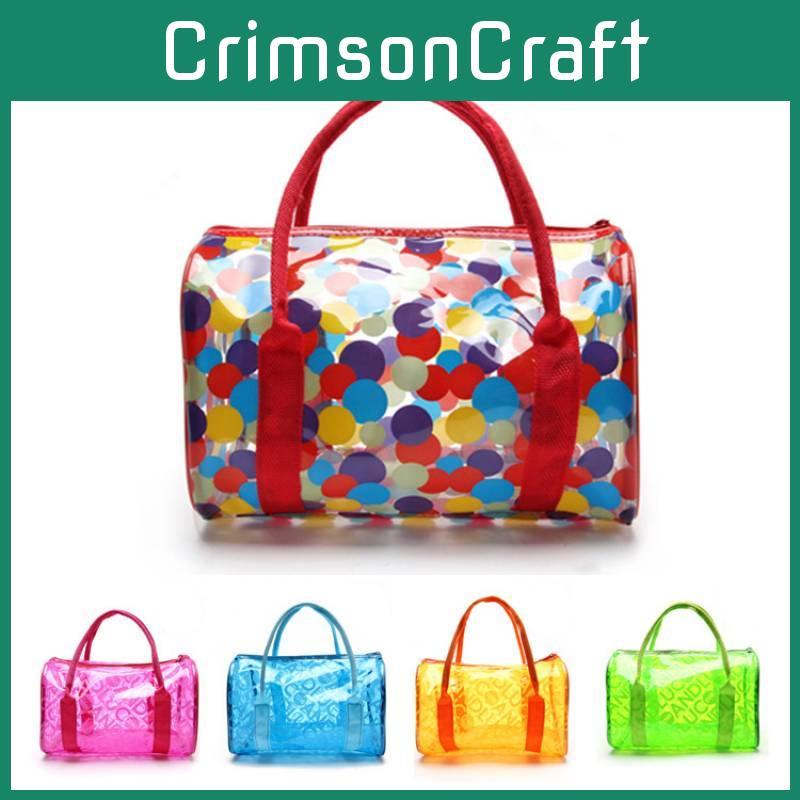 Fashionable Pvc Waterproof Gym Wash Bag Chic Handheld Jelly Beach Carrying Organizer