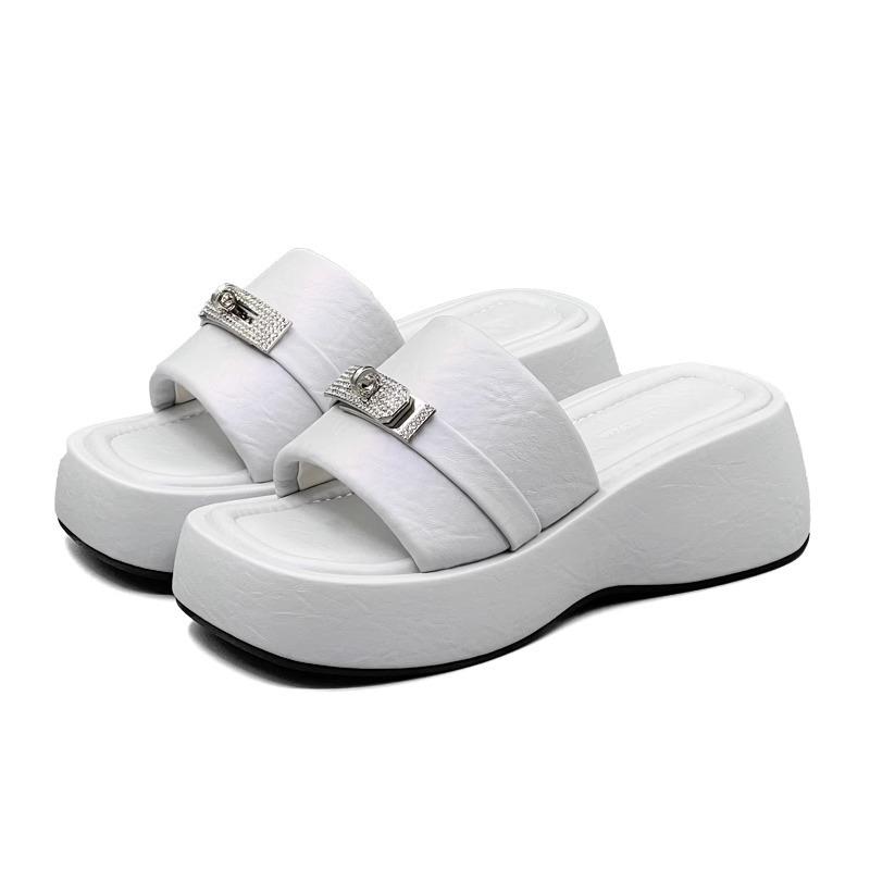 Summer versatile shorty slippers heighten 6 ice blue platform women's shoes sandals women wear not tired feet