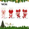 Winter Holiday Window Art Static Glass Sticker, Christmas Theme Bow Pattern Print, Removable Decorations Electrostatic PVC Film for Home And