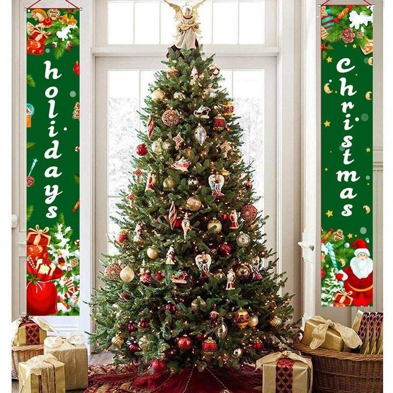 Christmas Curtain Hanging Flag Thanksgiving Banner Door Flag Party Flag Christmas Decoration