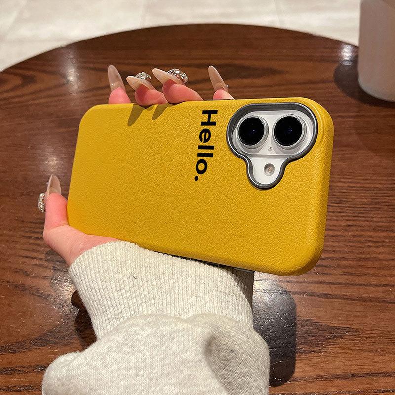 Simple Lychee Pattern Soft Shell Suitable for IPhone16 Mobile Phone Case Apple 15 Protective Case 14 13 Large Hole Metal Frame