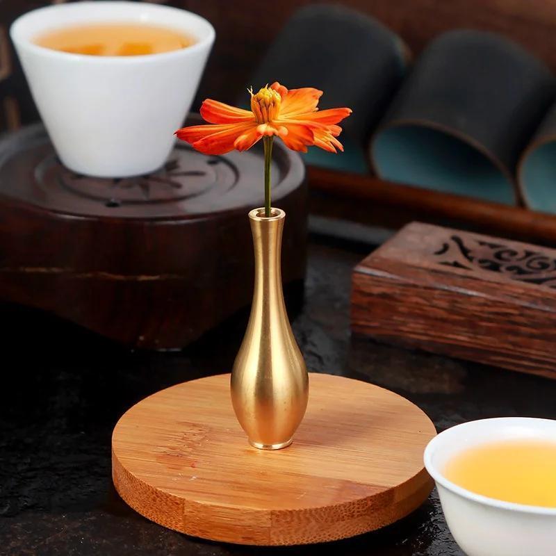 1pc Mini Pure Copper Vase Gold Home Decor Living Room Decoration Antique Vase Tall Vase Unique Flower Vase Nordic Vase