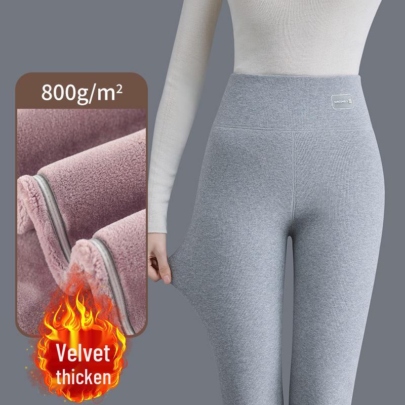 High Waist Extra-Thick Slimming Warm Pants for Mid-Aged & Elderly Mothers - Plus Velvet Cotton for Autumn/Winter