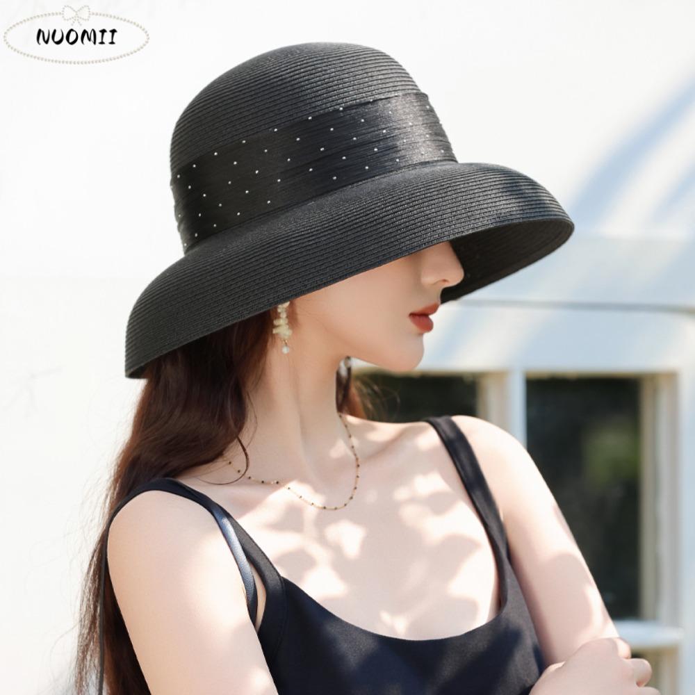 Fashion Boho Lafite Straw Hat Dome Wide Brim Women's Sun Hats Visor Polka Dot Beach Hat Outdoor